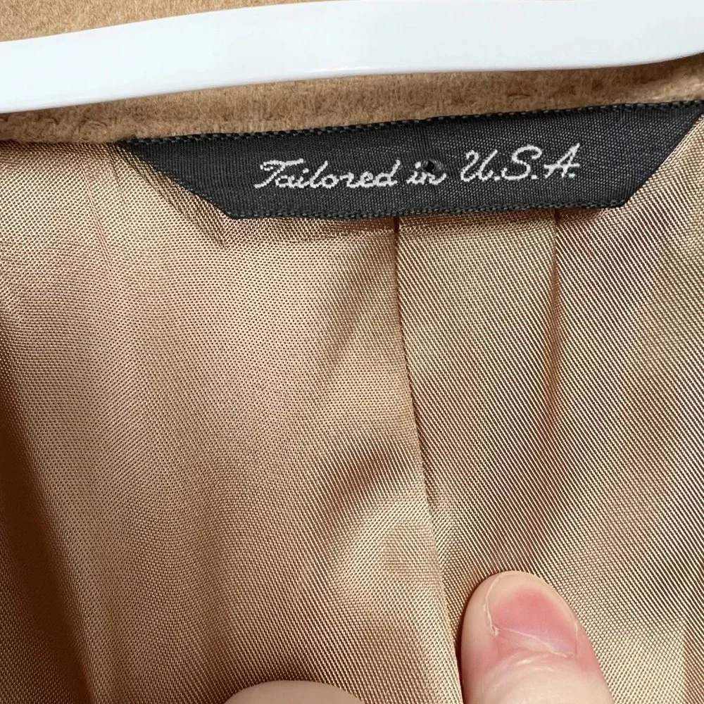Vintage 100% Camel Hair Union Made Oversized Long Blazer Jacket Coat Preppy USA - Picture 5 of 11